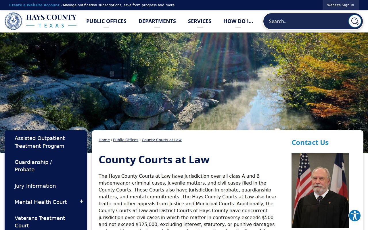 Hays County criminal court cases County Courts at Law page
