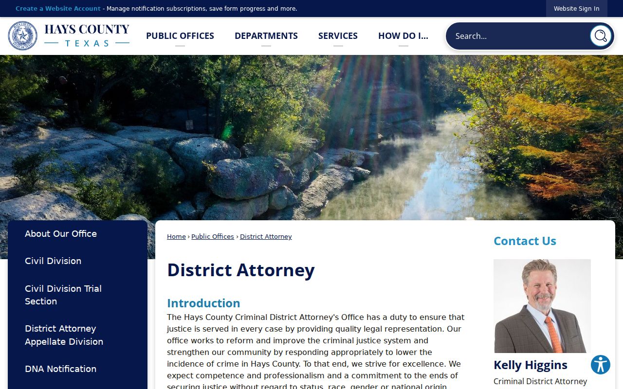 Hays County criminal history district attorney records context